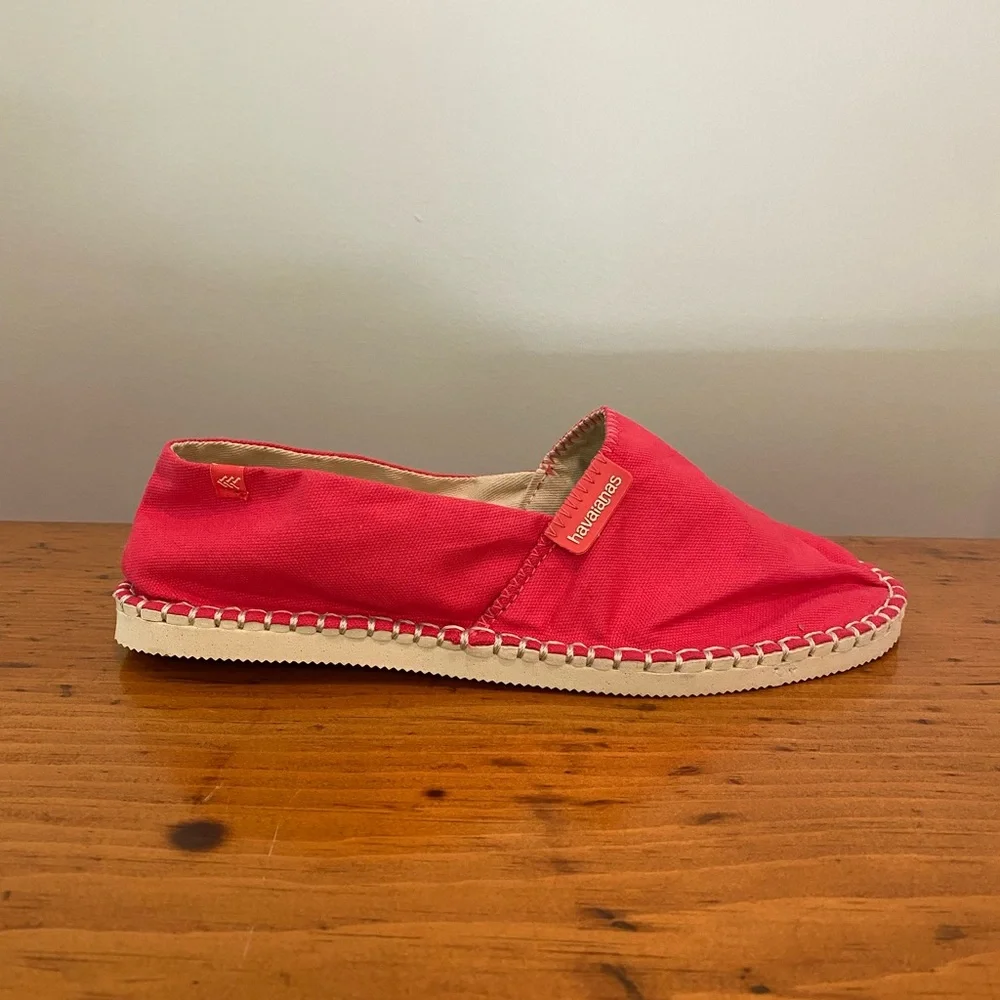 Havaianas Red Canvas Slip-On Espadrilles